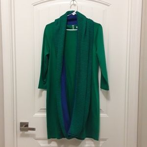 Charming Charlie Green shift dress with knit scarf